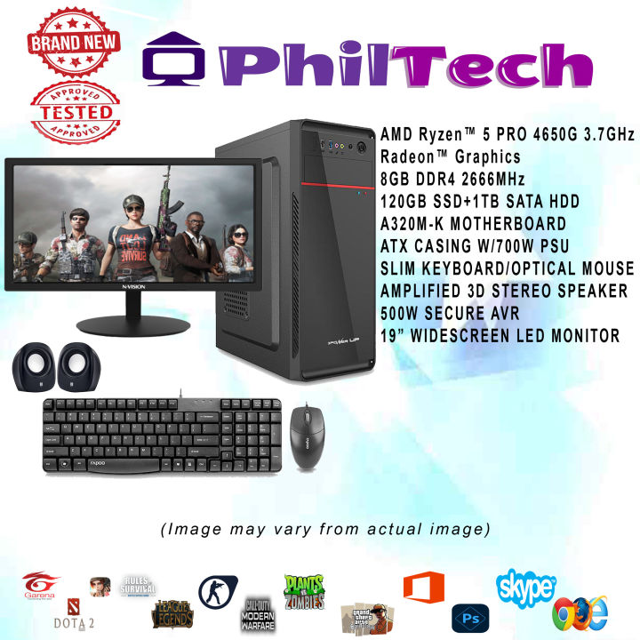 AMD Ryzen PRO 4650G 8GB DDR4/128GB SSD+1TB HDD/19