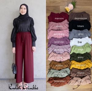 YC - 2 PCS CELANA KULOT CRINKLE AIRFLOW PREMIUM Bawahan Wanita Terbaru