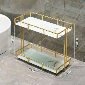 Kệ Để Đồ Nhà Tắm Mạ Vàng Nhiều Tầng - Giá Để Mỹ Phẩm Bàn Trang Điểm Mặt Kính Sang Trọng Decor