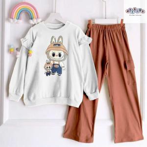 LABUBU SET KIDS CELANA CARGO CRINKLE PRINTING | SETELAN LABUBU | ONE SET ANAK REMAJA | SETELAN ANAK KEKINIAN | SETELAN ANAK PEREMPUAN | ONE SET KOMBINASI POLOS | OOTD ANAK | SET CELANA CARGO | SETELAN LABUBU VIRAL | BONEKA LABUBU | KARAKTER LABUBU VIRAL
