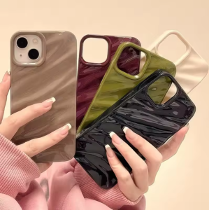 Fashion Ripple Phone Case For iPhone 16 15 13 11 12 14 Pro Max Plus Soft Silicone Wrinkles Cover Candy Color Shockproof Shell