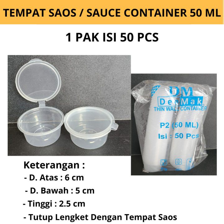 Sauce Container 50 ml Tempat Saus Saos Plastik Cup Saos Sambal 50ml 60ml isi 50 pcs l Sauce Cup 60ml