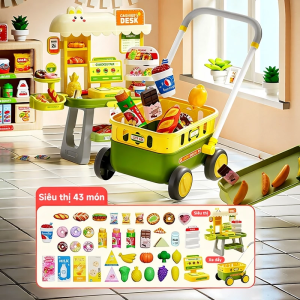 Đồ Chơi Xe Đẩy Siêu Thị Cho Trẻ Em - Bộ Đồ Chơi Trái Cây Và Rau Củ Xe Đẩy Nhỏ Siêu Thị - Đồ Chơi Cho Bé Trai Và Bé Gái