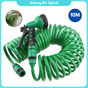 Selang Air Spiral 10m 7 Mode Penyiraman Selang Taman Spiral Fleksibel Selang Air Portabel Pembersih Mobil Selang Penyiraman Tanaman Coil Hose