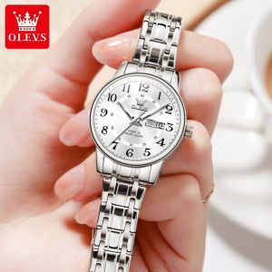 OLEVS Watch for Women Sale Original Legit Dual Calendar Waterproof Stainless Steel luminous Casual Korean Style Grace