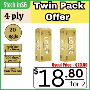 [Twin Pack Offer] Breeze清风 GOLD Series - Luxurious 4-Ply 20 Rolls (200g Per Roll)