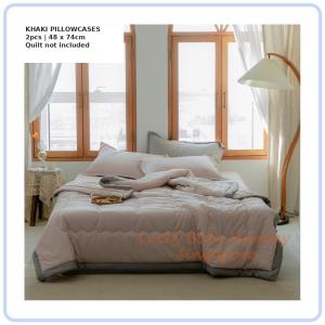 【DAILY ESSENTIAL】 Lightweight Summer Quilt or Pillowcases | Blue Grey or Khaki