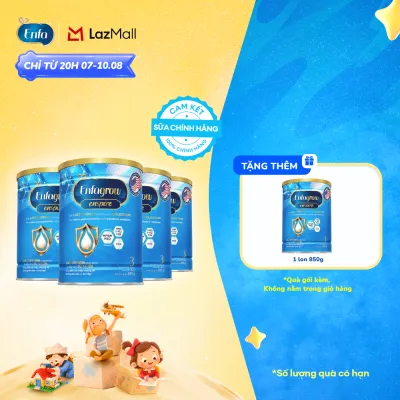 [TỪ 20H 07/08-10/08][MUA LÀ CÓ QUÀ Tặng 1 lon 850g] Bộ 4 lon sữa bột Enfagrow Enspire 3 850g hỗ trợ đề kháng với Lactoferrin dành cho trẻ từ 2-6 tuổi