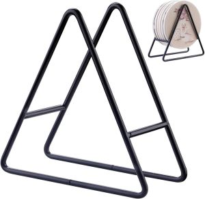 ROJOSER 2PC Triangle Coaster Holder Black Iron Metal Holder Storage Caddy for Both Round and Square Coasters Fit 4 to 9 Pieces Coasters4.3 Inch