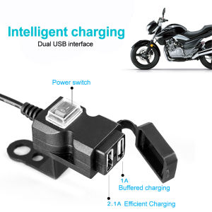 Kebidumei 9V-24V Dual USB Motorbike Motorcycle Handlebar Charger Adapter Waterproof Power Supply Socket for Phone