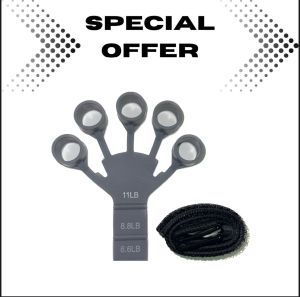 (SG) 2pcs Gripster Grip Trainer Hand Strengtheners Silicone Material 6.6-21lb Resistance with 2 Wrist Straps Black/Grey for Finger Flexibility & Rehab