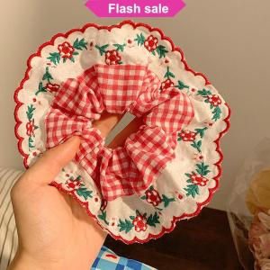 SHENHAO2🎀 Đẹp Thêu Lớn Scrunchies Đàn Hồi Tóc Ban Nhạc Tóc Quan Hệ Phụ Nữ Ngọt Ngào Phụ Kiện Tóc Đuôi Ngựa Chủ Đầu Dây