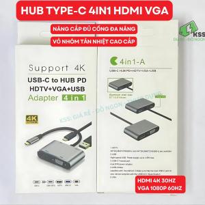 Hub Type C Bộ Chia Cổng Dùng Cho Laptop Surface Book-Pad-Phone HDMI-VGA-LAN RJ45-3.5mm-PD - KSS hub type usb hub Vỏ nhôm tản nhiệt cao cấp