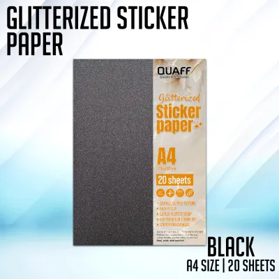 PP Supplies - QUAFF Glitterized Sticker Paper A4 Size for Decoration or Arts & Crafts