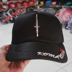 topi pria komando bahan tebal topi cowok kain dobel mes jaring logo komando murah-topi distro