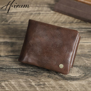 Hiram Genuine Leather Men Wallets Card Holders Coin Purses Triple fold Money Zipper Pocket Clip Man Hasp Designer Wallets
