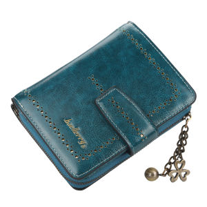 New Fashion Baellerry Wallet Style Oil Wax Leather Large Capacity Multifunctional Short Metal Chain Zipper Clutch Wallet For Women Lady Coin Purse card holder Model#N1628