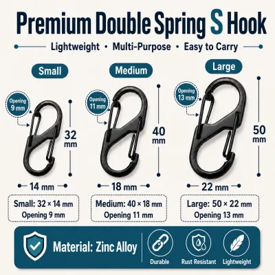 S shaped Carabiner Hook Clip Metal Keychain Key Ring Clips Caribiner Bag Hanger Stainless Steel For Spring Hooks Outdoor Figure 8