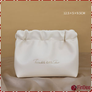 FinDee กระเป๋าเครื่องสําอาง แบบบีบเปิดพกพาสะดวก หนัง PU กระเป๋าเก็บของ Makeup bag