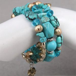 CANICECA Resin Stone Multilayer Bracelets Elastic Mixed Color Charm Bracelets Bohemia Style Vintage Style Beaded Bangles Women Gift