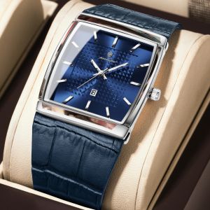 POEDAGAR Genuine Mens Watch Leather Strap Waterproof Calendar Personalized Quartz Watch Ultra-Thin 885