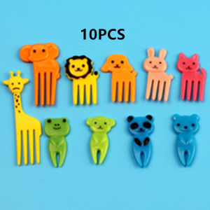 W18 Animal Farm Fruit Fork Mini Cartoon Children Snack Cake Dessert Food Pick Toothpick Bento Lunches Party Decor Random Color