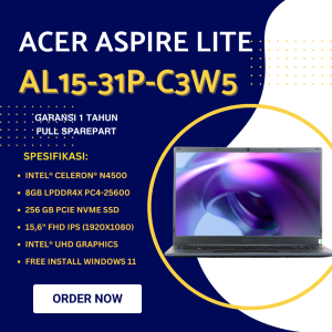 NEW LAPTOP ACER 4 JUTAAN | ACER AL15-31P-C3W5 | N4500 | RAM 8GB | SSD 256GB | 15.6" FHD IPS | FREE INSTALL WINDOWS 11 | GARANSI 1 TAHUN