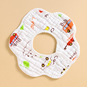 8 layers 360 Rotate baby cotton bib petal cotton gauze Newborn eating sweat face towel waterproof
