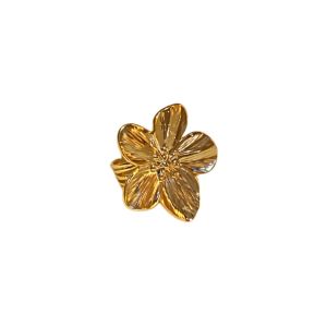 LEKGAVD Copper Metal Flower Opening Ring 5 Petals Exaggerated Finger Hand Ring Aesthetic Vintage Opening Finger Ring Valentines Day Gift