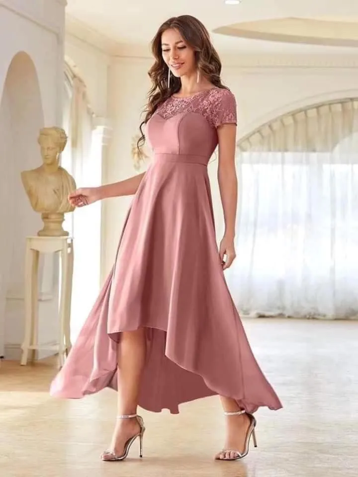 Women Casual Formal Dress Plain Maxi Pink Elegant Party Sleeveless