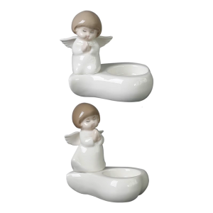 Serenities Ceramic Angel Figurine Tealight Holders Nonslip Base Ideal for Family Gatherings or Personally Retreats