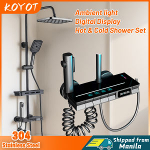 KOYOT Ambient Light & Digital Display Hot and Cold 4 in 1 Shower Set with Faucet Bidet Rain Shower