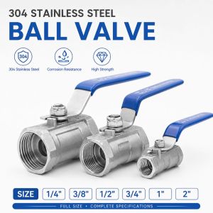 IFFINE Female Threaded Ball Valve Switch One-piece SS304 Material Plumbing Ball Valve Durable 1/4" 3/8" 1/2" 3/4" 1" 2" Faucet Ball Valve