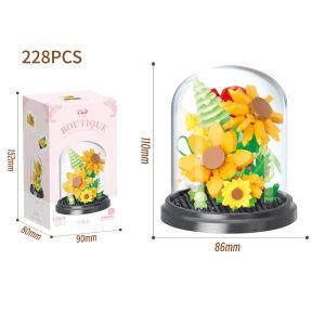 Mainan DIY Buket Bricks Romantis Bunga Kotak Tampilan Untuk Kreatif Untuk Dekorasi Desktop