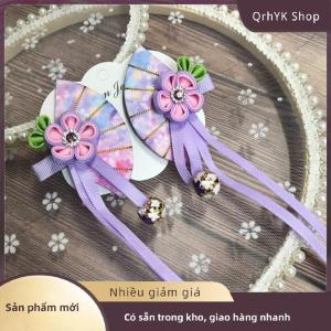 Hàng có sẵn✨ Nhật Bản Kimono vải hoa gấp Fan trẻ em Phụ kiện tóc Clip tua Mũ Nón mũ barrette