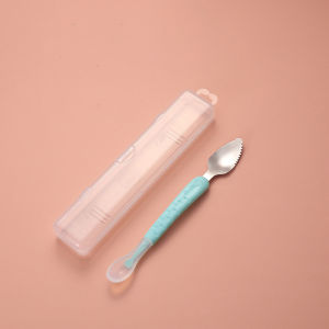 Topstudio Babygo 4 cái hai đầu bé Silicone muỗng thức ăn bé trái cây bé cào bùn muỗng cho bé ăn mềm thức ăn trẻ em scraper Muỗng cho trẻ sơ sinh trái cây bé cào ăn (Nhiều màu)