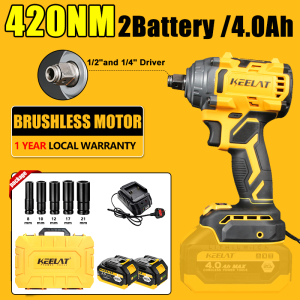 KEELAT 420Nm Cordless Impact Wrench 20V Brushless 1/2 Inch Electric Impact Gun for Car Repair Tire Change Lug Nut Remover Workshop Automotive Use