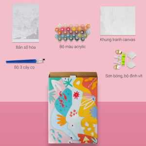 ✅Tranh số hóa Sen trắng đã căng khung 40x50cm