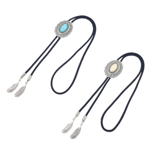 Bolo Tie trang phục cao bồi Phụ kiện cho nam giới và phụ nữ tây cà vạt Vòng cổ với hoa bằng kim loại turquoises Mặt dây chuyền đá
