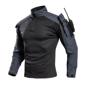 Mens Tactical Combat Shirt Quick Dry Military Long Sleeve Shirt with Arm Pockets for Outdoor Hiking Airsoft Hunting EU Size2026
