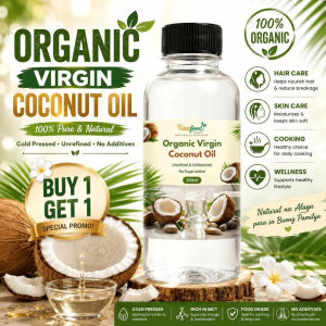BUY1 GET1 Organic Virgin Coconut Oil Cold-Pressed Hexane-Free VCO Hair Skin Food Grade