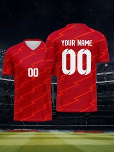 Jeans Fritz Custom 3D Print Red Orange Zigzag Pattern Soccer Jersey Sporty Style Football Shirt for Men Women Training Match with Fast Delivery Cod Free Shipping High Quality Breathable Durable Comfort Fit