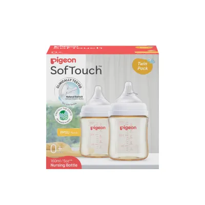 PIGEON SOFTOUCH BPP NURSING BOTTLE PPSU 160ML TWIN PACK LOGO