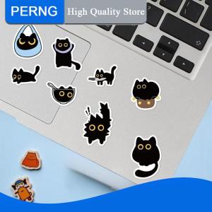 [PERNG] Tehe 500ชิ้น ม้วนสติกเกอร์แมวสีดำน่ารักสติกเกอร์กราฟฟิตีแบบสร้างสรรค์ DIY ขวดน้ำกระเป๋าสติกเกอร์ตกแต่งรางวัลสำหรับเด็ก