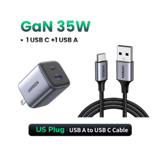 Bộ sạc nhanh UGREEN GaN 35W USB Type C Foldable Củ Sạc cho  iPhone 16 15 14 13 Pro Max Xiaomi Samsung Galaxy S24 S23 S22 Ultra Realme Macbook Pro- Giao Hàng Nhanh 24H Bảo Hành 18 Tháng Model：15538