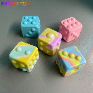 New 3D Rainbow Silicone Bubble Ball Decompression Ball Dice Shape Press Pinch Pop It Fidget Toys Stress Sensory Push Bubble Squishy Toys Anti Stress Relief