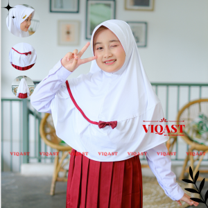 Kerudung Sekolah Pita Rempel Jersey Ukuran S & M 4 - 13 Tahun Jilbab Sd Hijab Anak Sekolah Paud Tk