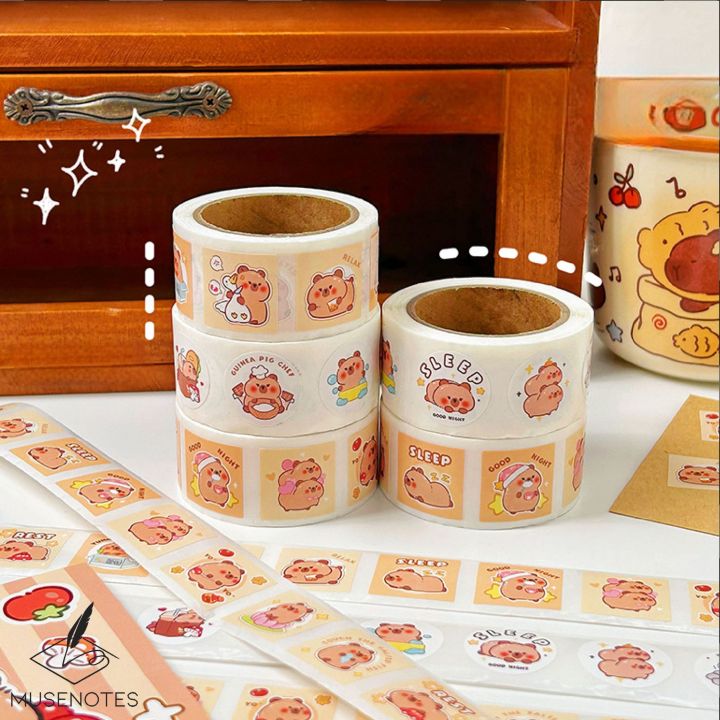 Capix Sticker CAPYID Sticker Label 300 PCS Capybara Stiker Roll Kapibara Tempelan ...