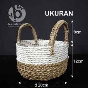 Keranjang Hampers Anyaman Seagrass Bulat Diameter 20cm