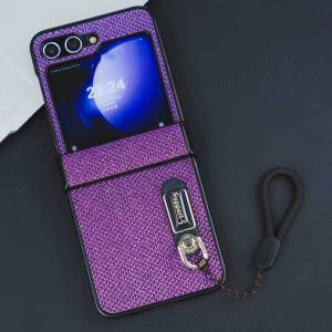 Hard Case Gliter Feel Like Jeans With Lanyard And Bracket Stand Fold Silikon Phone Case Ultra thin Tali Strap Hp Case Kompatibel Untuk Samsung Galaxy Z Flip 6 Z Flip 5 Z Flip 4 Z Flip 3